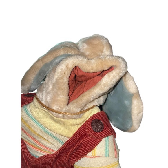 Ganz Bros Wrinkles the Dog Hand Puppet Plush Overalls‎ Puppy 17” w/ Bone VTG 80s - Picture 10 of 13